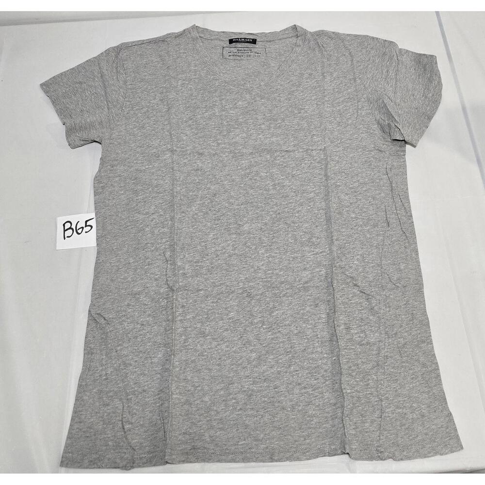 Balmain Paris Grey Distressed Cotton Tee - Size L